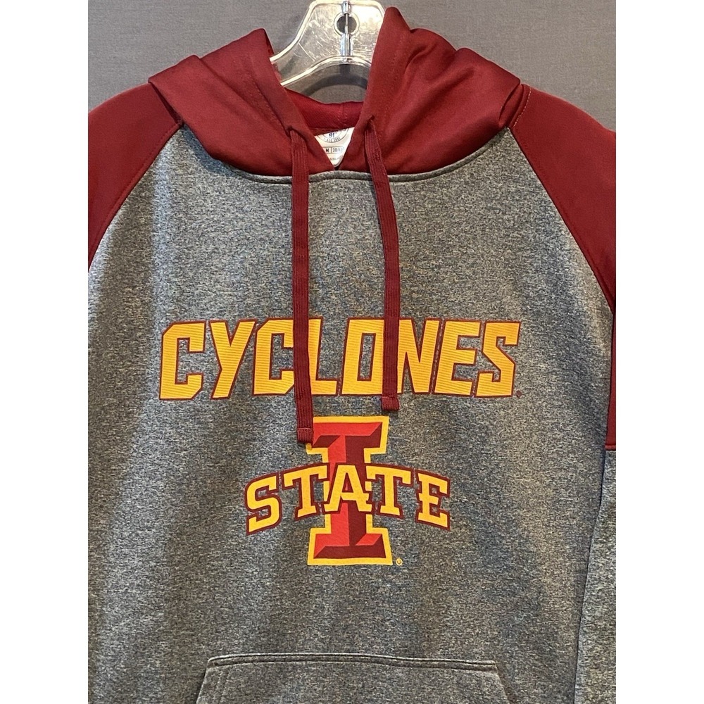 Iowa State Cyclones Hoodie Mens Medium Gray Colorblock Hooded Fleece Pullover - Picture 2 of 8